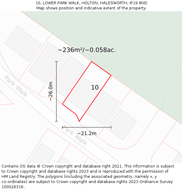 10, LOWER PARK WALK, HOLTON, HALESWORTH, IP19 8ND: Plot and title map