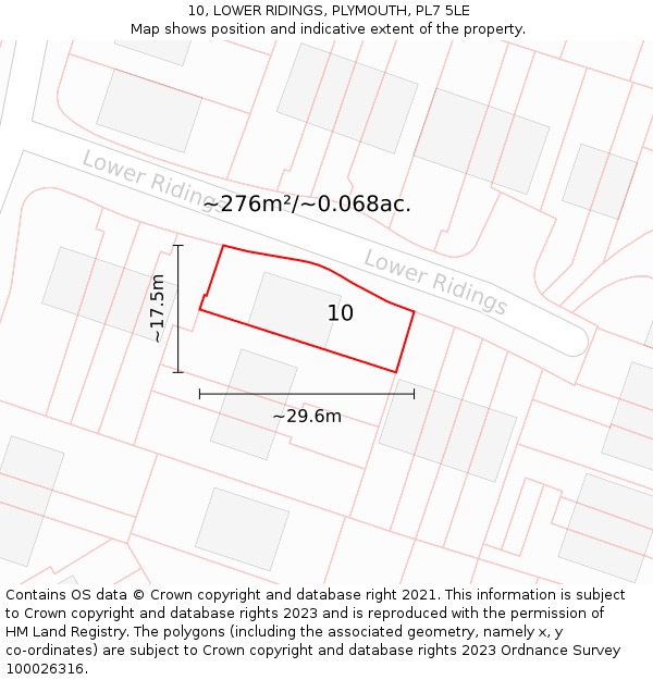10, LOWER RIDINGS, PLYMOUTH, PL7 5LE: Plot and title map
