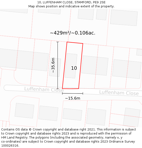 10, LUFFENHAM CLOSE, STAMFORD, PE9 2SE: Plot and title map