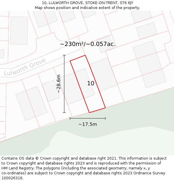 10, LULWORTH GROVE, STOKE-ON-TRENT, ST6 6JY: Plot and title map