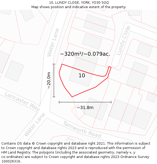 10, LUNDY CLOSE, YORK, YO30 5GQ: Plot and title map