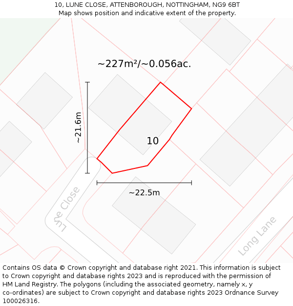 10, LUNE CLOSE, ATTENBOROUGH, NOTTINGHAM, NG9 6BT: Plot and title map