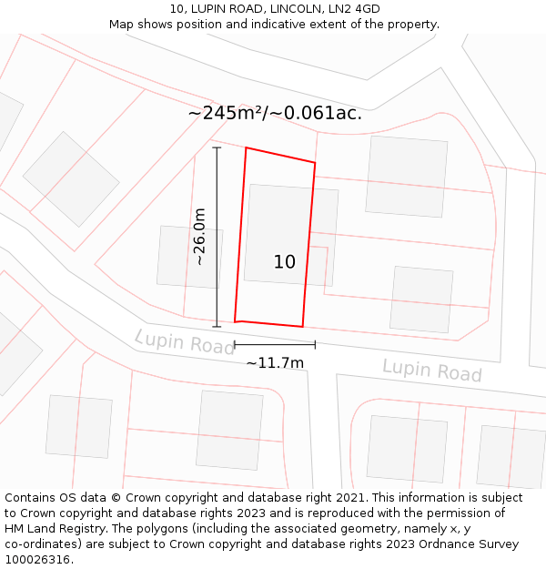 10, LUPIN ROAD, LINCOLN, LN2 4GD: Plot and title map