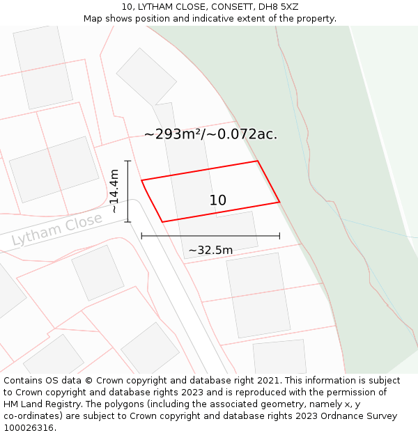 10, LYTHAM CLOSE, CONSETT, DH8 5XZ: Plot and title map