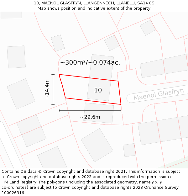 10, MAENOL GLASFRYN, LLANGENNECH, LLANELLI, SA14 8SJ: Plot and title map