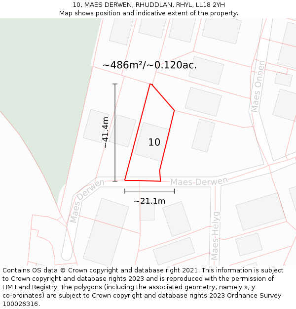 10, MAES DERWEN, RHUDDLAN, RHYL, LL18 2YH: Plot and title map