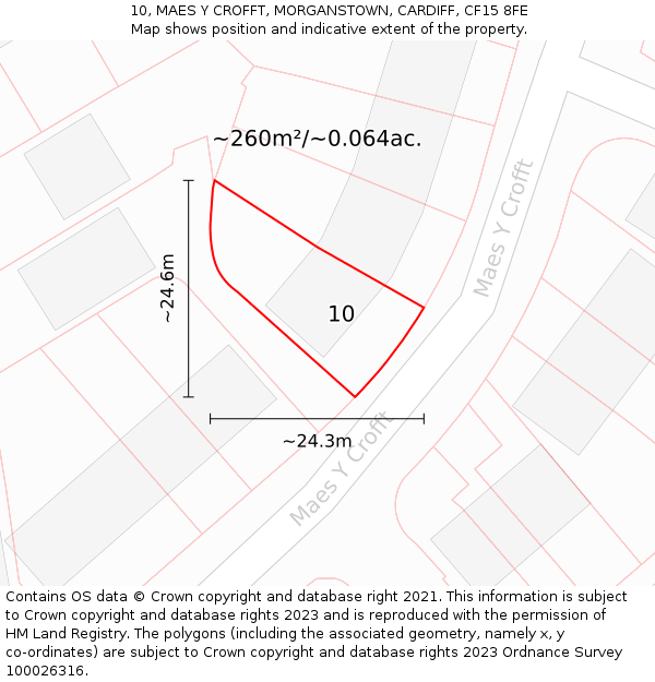 10, MAES Y CROFFT, MORGANSTOWN, CARDIFF, CF15 8FE: Plot and title map