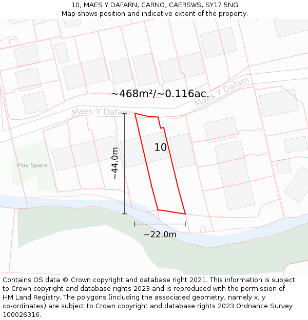 10, MAES Y DAFARN, CARNO, CAERSWS, SY17 5NG: Plot and title map