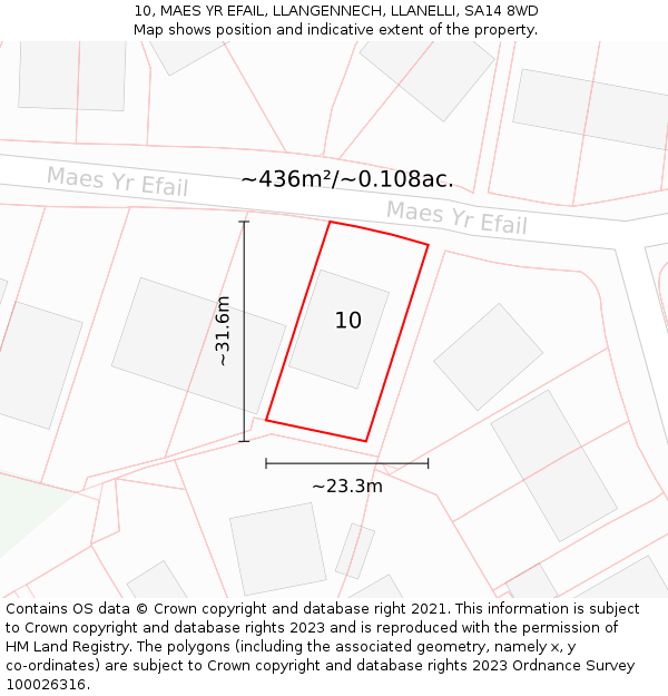 10, MAES YR EFAIL, LLANGENNECH, LLANELLI, SA14 8WD: Plot and title map