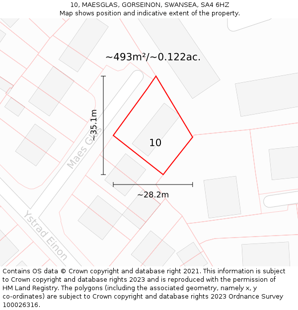 10, MAESGLAS, GORSEINON, SWANSEA, SA4 6HZ: Plot and title map