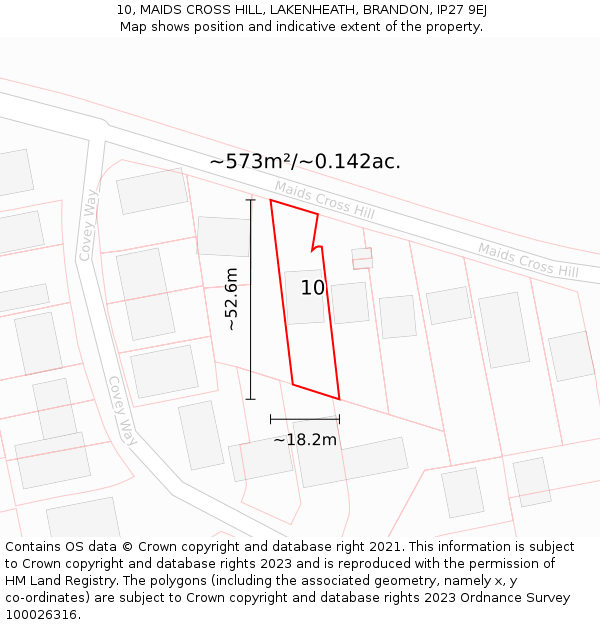 10, MAIDS CROSS HILL, LAKENHEATH, BRANDON, IP27 9EJ: Plot and title map