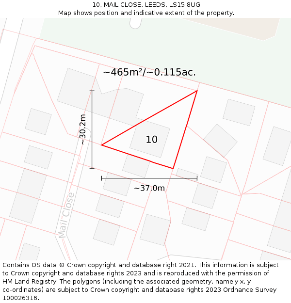 10, MAIL CLOSE, LEEDS, LS15 8UG: Plot and title map