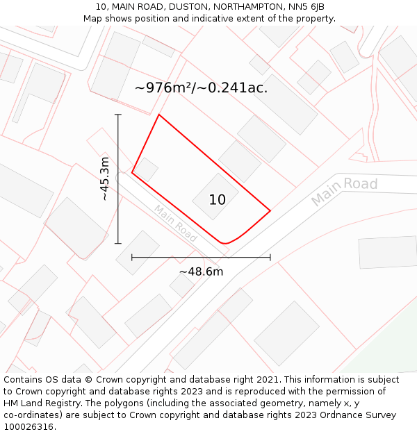 10, MAIN ROAD, DUSTON, NORTHAMPTON, NN5 6JB: Plot and title map