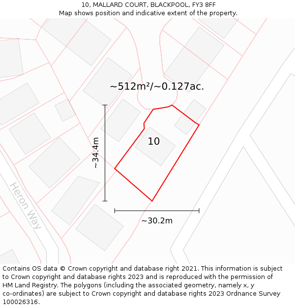 10, MALLARD COURT, BLACKPOOL, FY3 8FF: Plot and title map