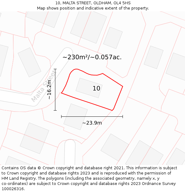 10, MALTA STREET, OLDHAM, OL4 5HS: Plot and title map