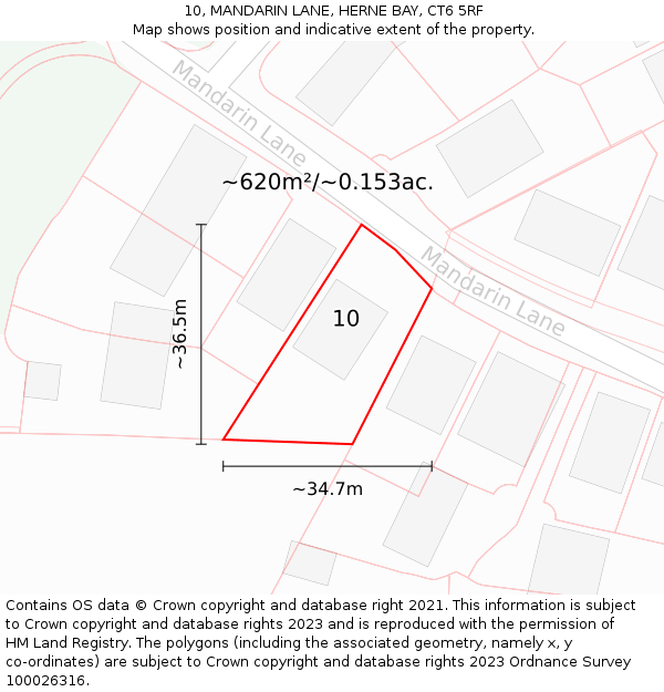 10, MANDARIN LANE, HERNE BAY, CT6 5RF: Plot and title map