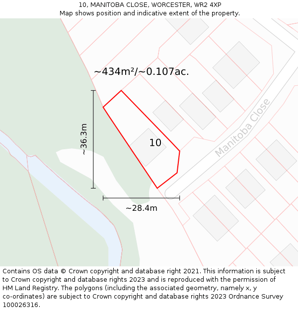 10, MANITOBA CLOSE, WORCESTER, WR2 4XP: Plot and title map