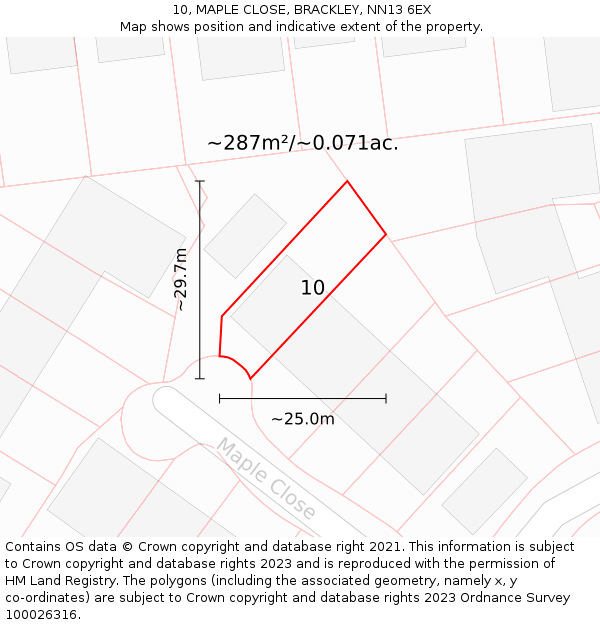 10, MAPLE CLOSE, BRACKLEY, NN13 6EX: Plot and title map