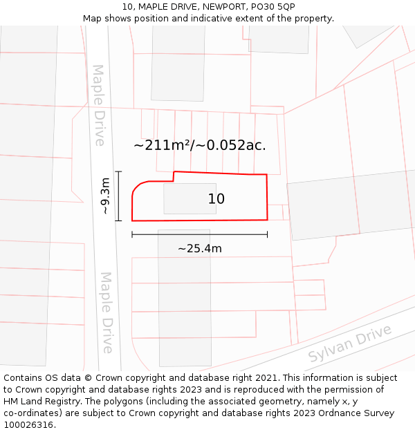 10, MAPLE DRIVE, NEWPORT, PO30 5QP: Plot and title map