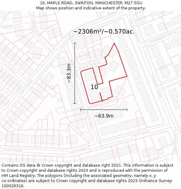 10, MAPLE ROAD, SWINTON, MANCHESTER, M27 5GU: Plot and title map