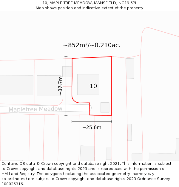 10, MAPLE TREE MEADOW, MANSFIELD, NG19 6PL: Plot and title map