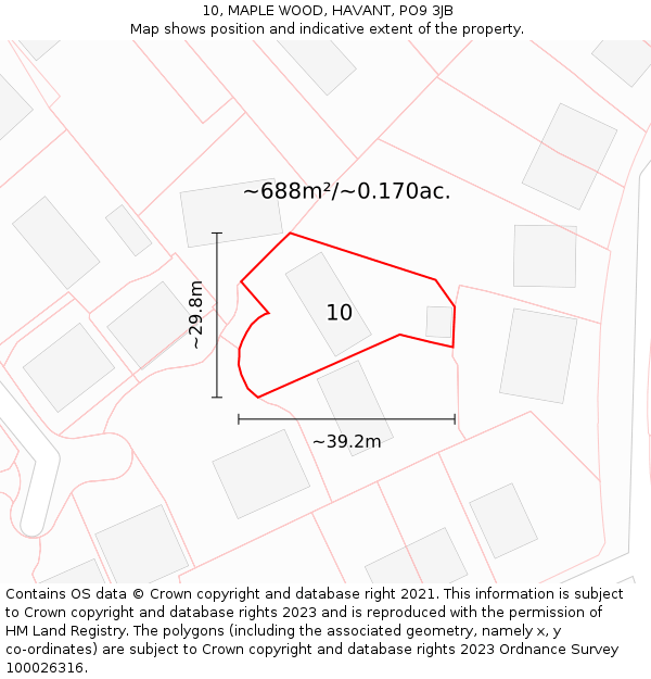 10, MAPLE WOOD, HAVANT, PO9 3JB: Plot and title map