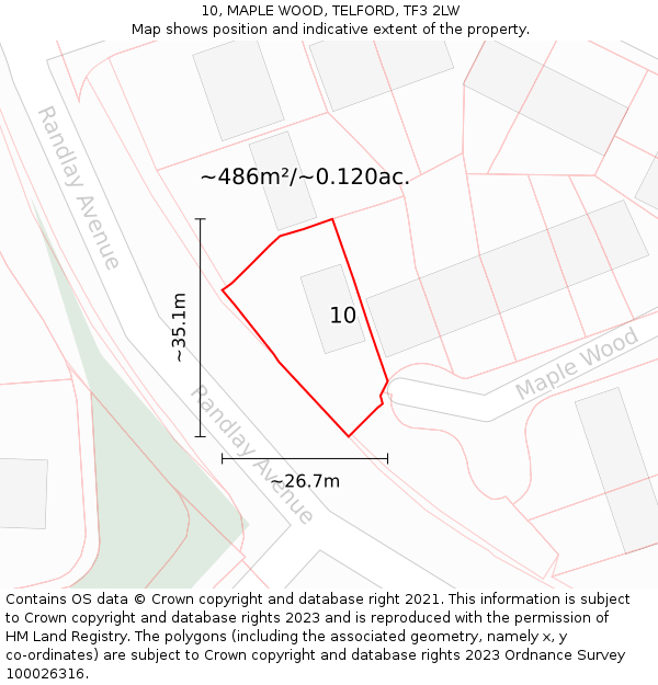 10, MAPLE WOOD, TELFORD, TF3 2LW: Plot and title map