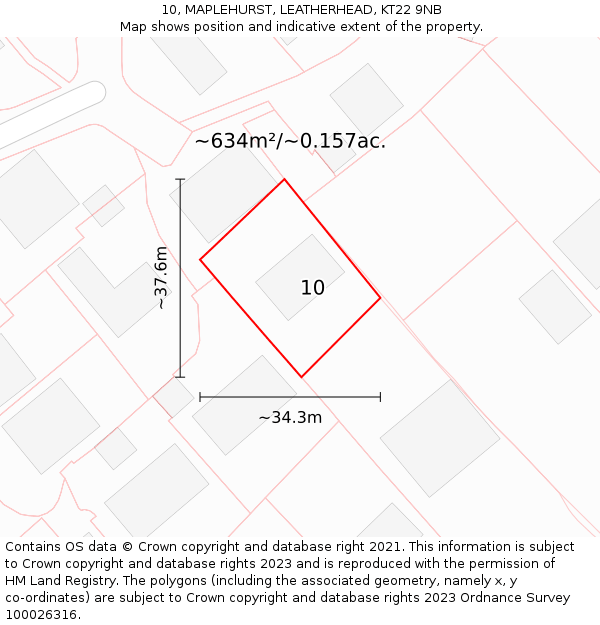 10, MAPLEHURST, LEATHERHEAD, KT22 9NB: Plot and title map