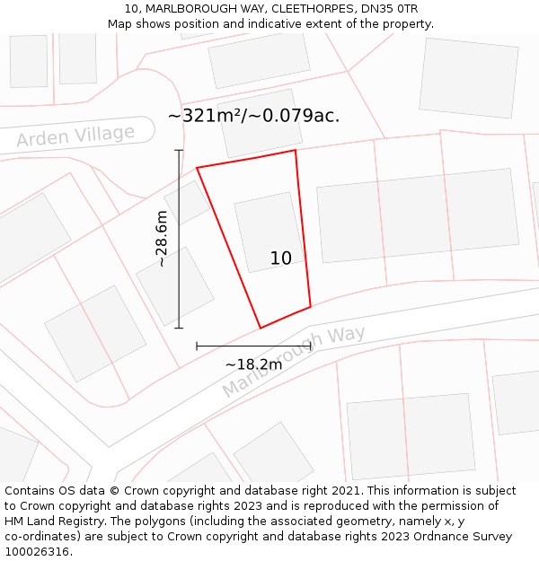 10, MARLBOROUGH WAY, CLEETHORPES, DN35 0TR: Plot and title map