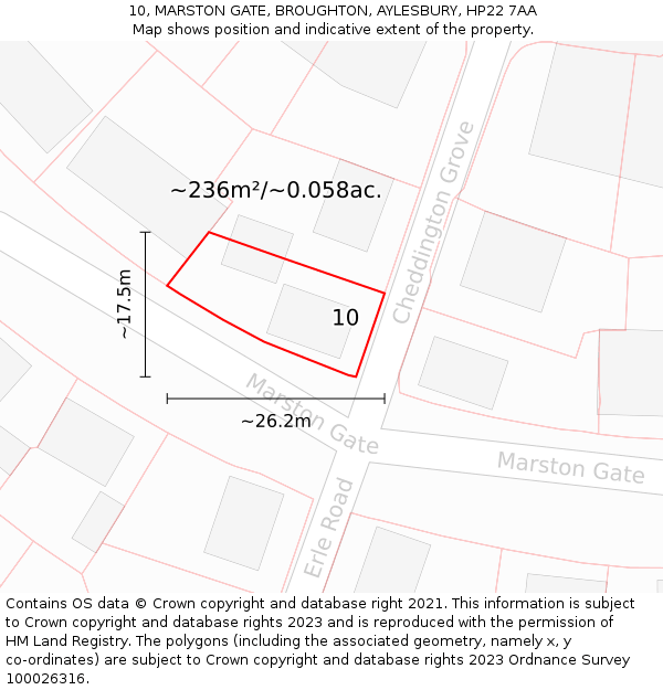 10, MARSTON GATE, BROUGHTON, AYLESBURY, HP22 7AA: Plot and title map