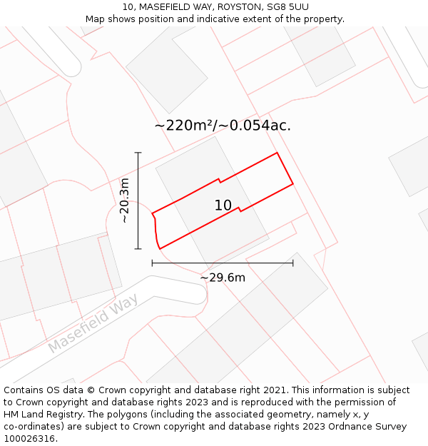 10, MASEFIELD WAY, ROYSTON, SG8 5UU: Plot and title map