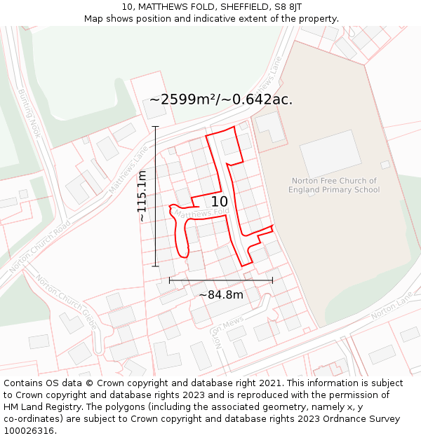 10, MATTHEWS FOLD, SHEFFIELD, S8 8JT: Plot and title map