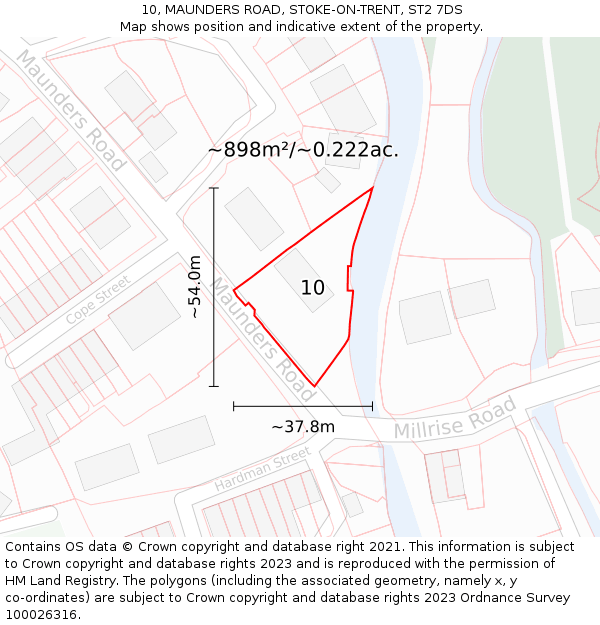 10, MAUNDERS ROAD, STOKE-ON-TRENT, ST2 7DS: Plot and title map