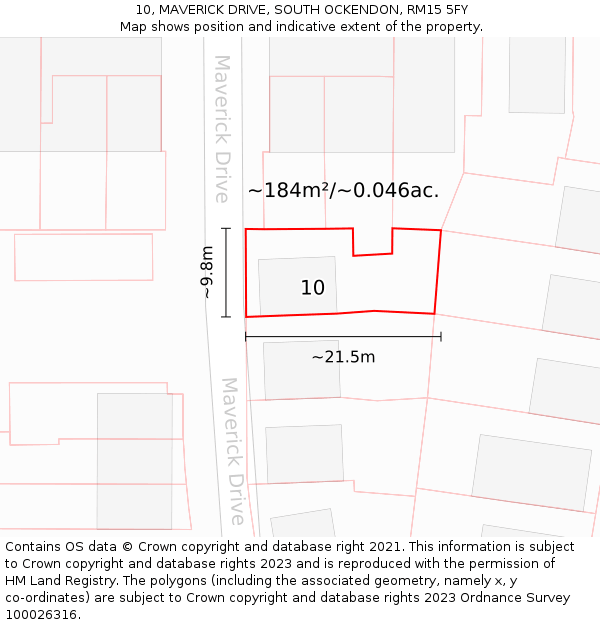 10, MAVERICK DRIVE, SOUTH OCKENDON, RM15 5FY: Plot and title map
