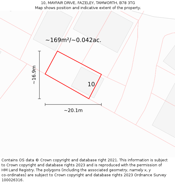 10, MAYFAIR DRIVE, FAZELEY, TAMWORTH, B78 3TG: Plot and title map