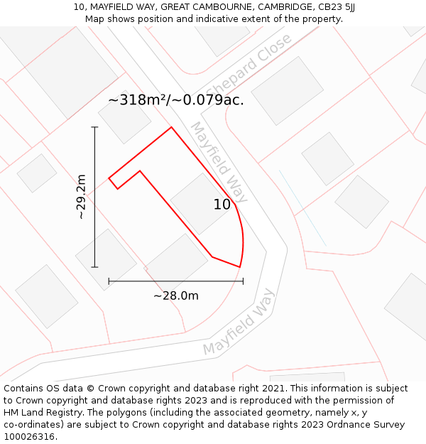 10, MAYFIELD WAY, GREAT CAMBOURNE, CAMBRIDGE, CB23 5JJ: Plot and title map