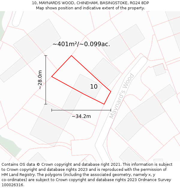 10, MAYNARDS WOOD, CHINEHAM, BASINGSTOKE, RG24 8DP: Plot and title map