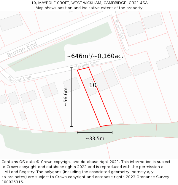 10, MAYPOLE CROFT, WEST WICKHAM, CAMBRIDGE, CB21 4SA: Plot and title map