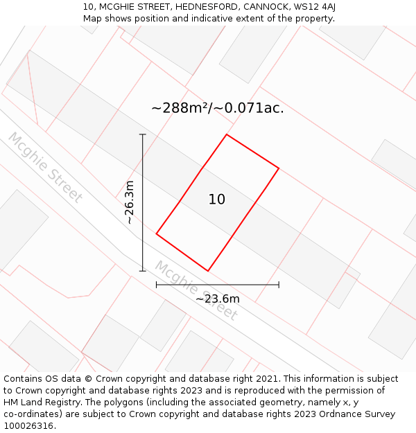 10, MCGHIE STREET, HEDNESFORD, CANNOCK, WS12 4AJ: Plot and title map