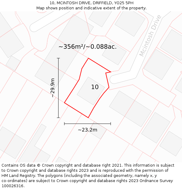 10, MCINTOSH DRIVE, DRIFFIELD, YO25 5PH: Plot and title map