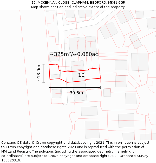 10, MCKENNAN CLOSE, CLAPHAM, BEDFORD, MK41 6GR: Plot and title map