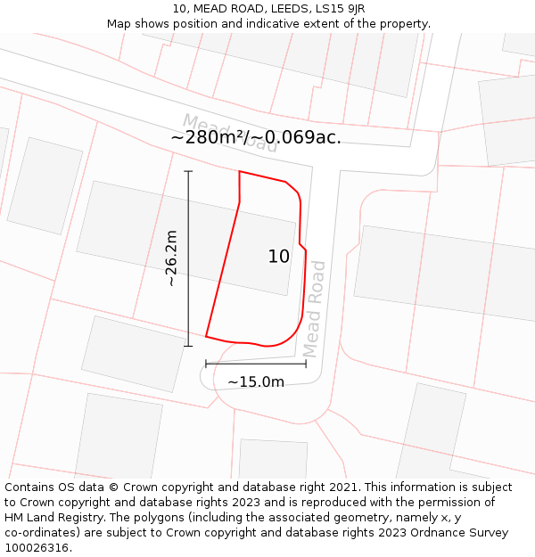 10, MEAD ROAD, LEEDS, LS15 9JR: Plot and title map