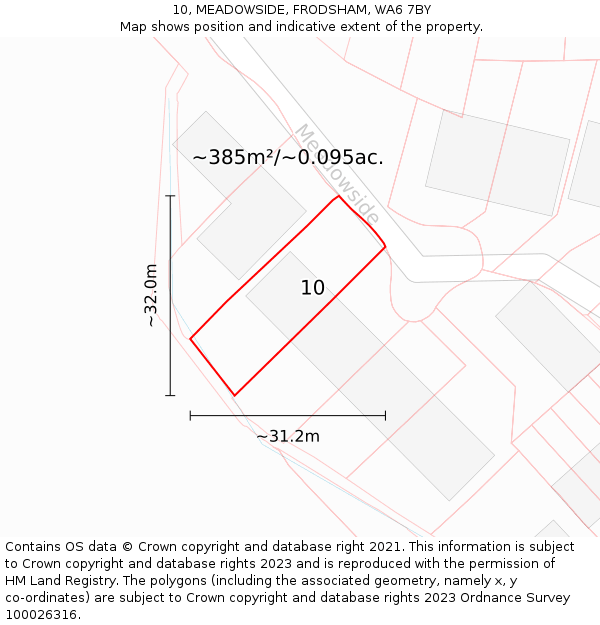 10, MEADOWSIDE, FRODSHAM, WA6 7BY: Plot and title map