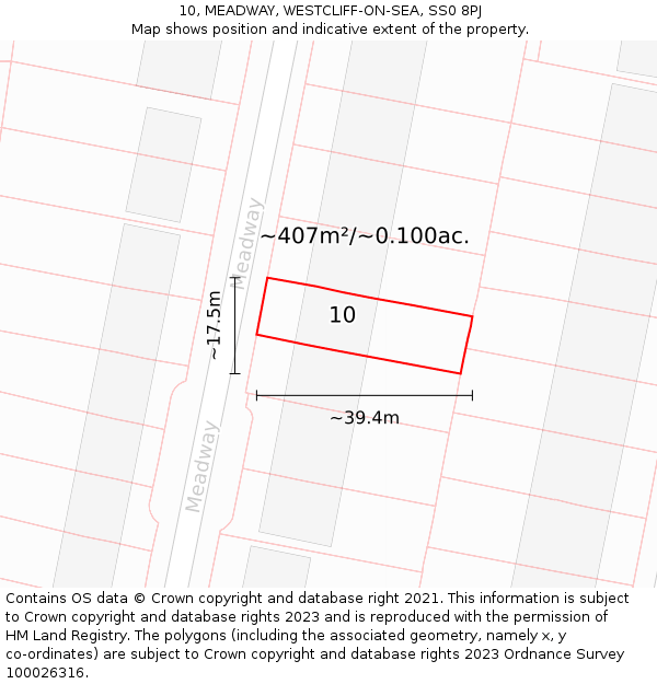 10, MEADWAY, WESTCLIFF-ON-SEA, SS0 8PJ: Plot and title map