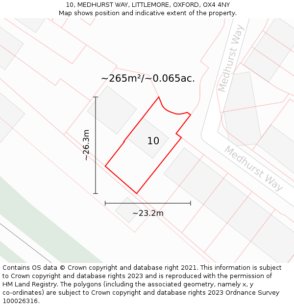 10, MEDHURST WAY, LITTLEMORE, OXFORD, OX4 4NY: Plot and title map