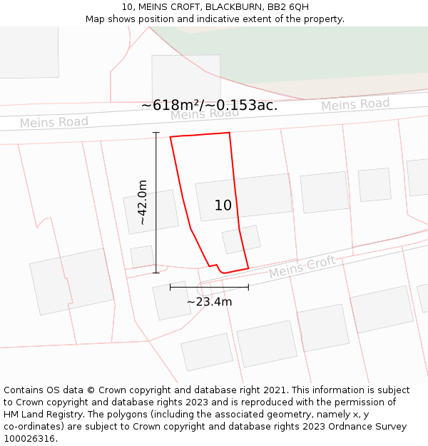 10, MEINS CROFT, BLACKBURN, BB2 6QH: Plot and title map