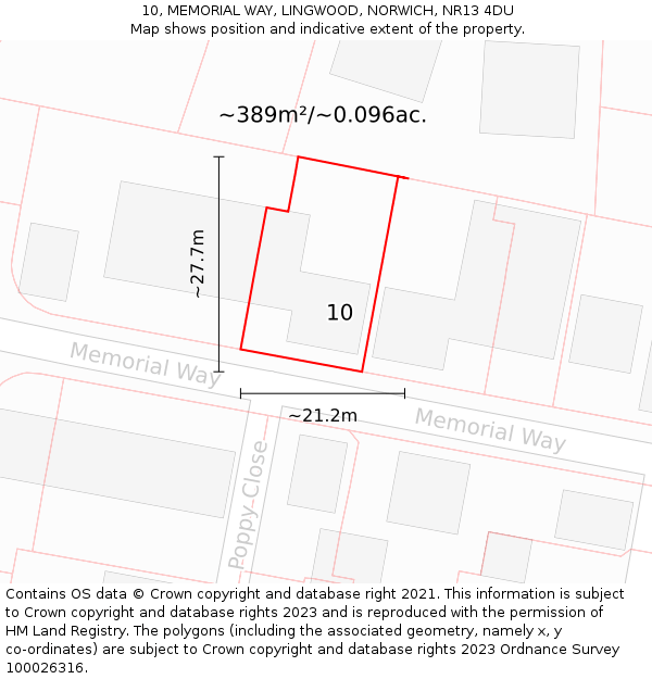 10, MEMORIAL WAY, LINGWOOD, NORWICH, NR13 4DU: Plot and title map