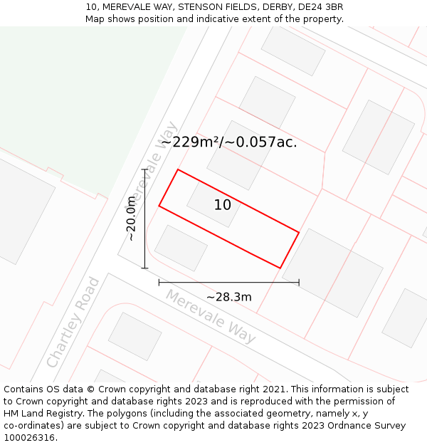 10, MEREVALE WAY, STENSON FIELDS, DERBY, DE24 3BR: Plot and title map