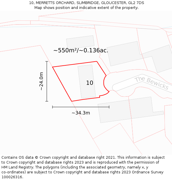 10, MERRETTS ORCHARD, SLIMBRIDGE, GLOUCESTER, GL2 7DS: Plot and title map