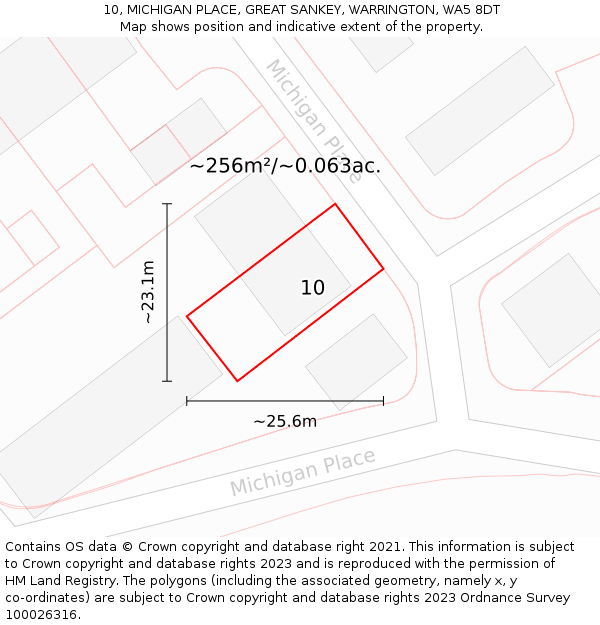 10, MICHIGAN PLACE, GREAT SANKEY, WARRINGTON, WA5 8DT: Plot and title map